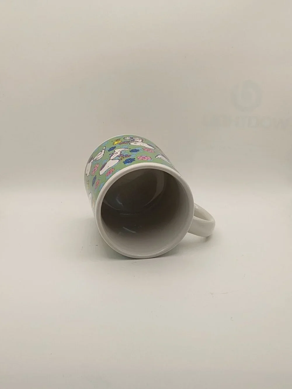 Peanuts Snoopy & Woodstock Ceramic Coffee Mug Stop To Smell The Flowers Green